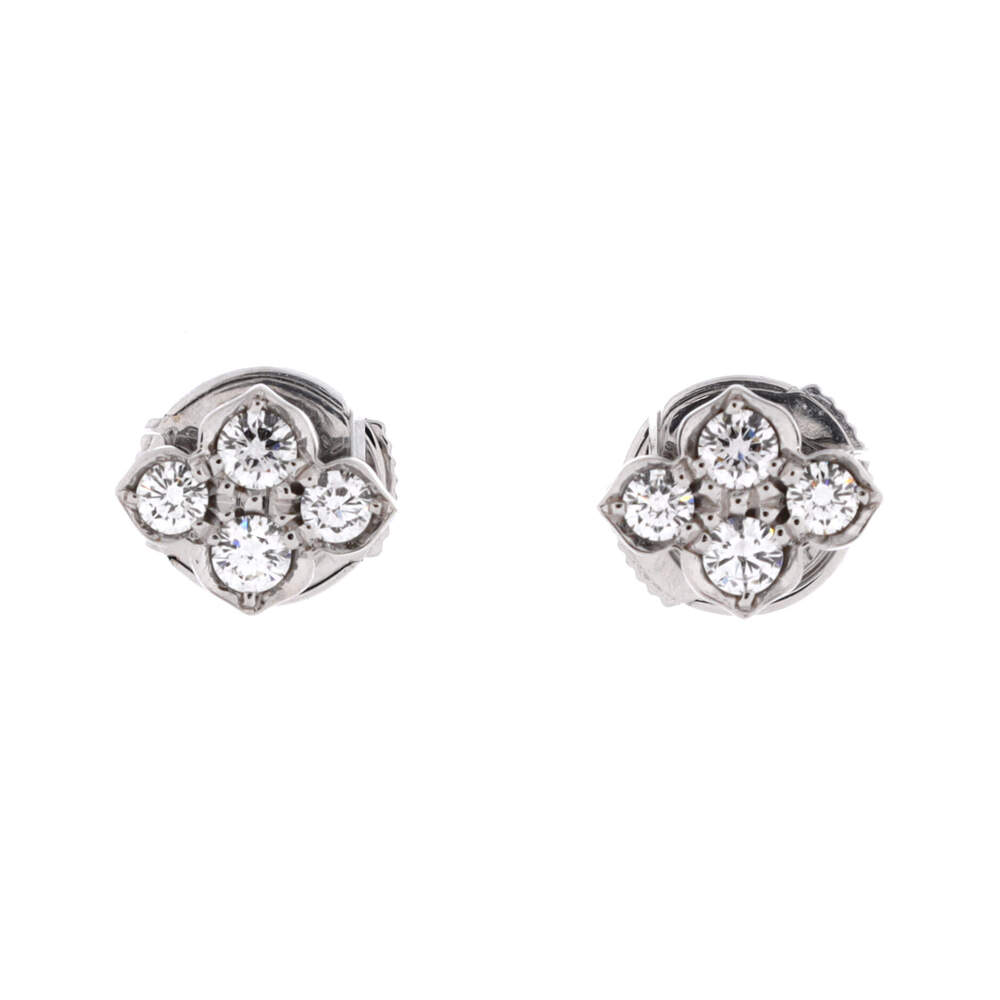 Cartier Hindu Floral Stud Earrings 18K White Gold and Diamonds